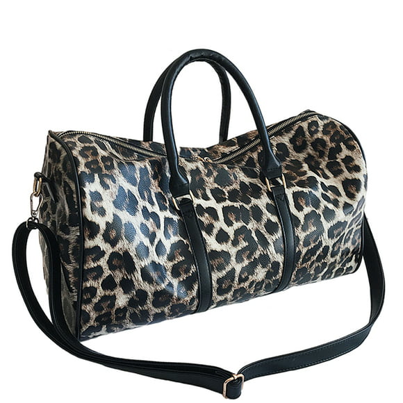 Ladies 3D Anime Leopard Holdalls Weekender Bag Duffel Tote Bag Weekend Travel Bag Handbags with Strips 